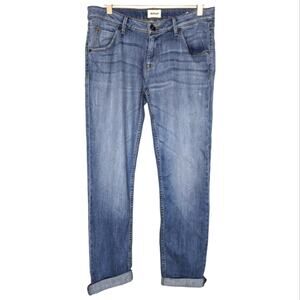 Hudson Jax Boyfriend Skinny Jean Skip Wash‎ Distressed Denim Mid Rise 27